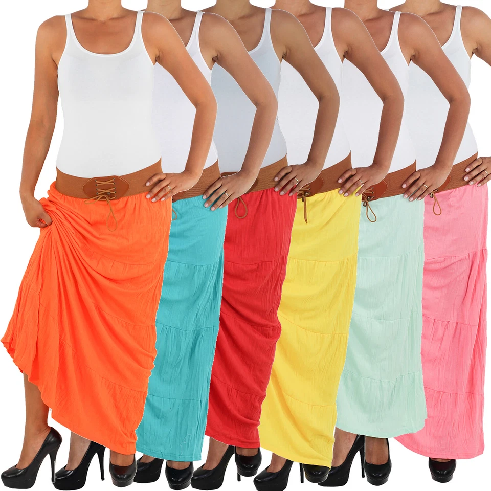 Sommerrock Faltenrock Boho Sommer Maxi Strand Lang Rock Strandrock Maxirock - Bild 1 von 1