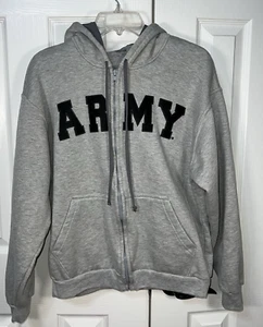 Army besticktes Kapuzenpullover mit durchgehendem Reißverschluss in grau Lifesigns Unisex Large - Bild 1 von 7