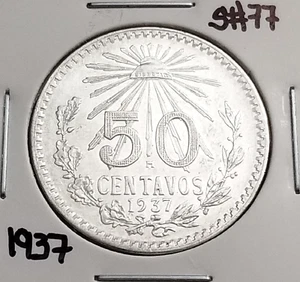 Mexico 50 Cents 1937 .720 Coin Silver, 50 Centavos moneda de Plata .720. - Picture 1 of 4