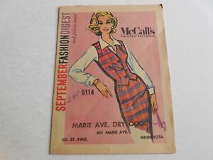 McCalls printed patterns sewing magazine booklet catalog 1959 fashion digest
