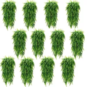 12Pcs Artificial Boston Fern Plant Fake Hanging Trailing Foliage Vine Home Decor - Picture 1 of 12