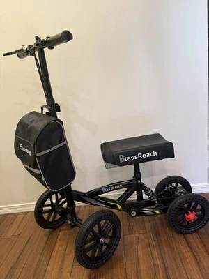 BlessReach All Terrain Knee Scooter Walker & Sheepskin Pad Cover - Slightly Used - Image 1 of 4