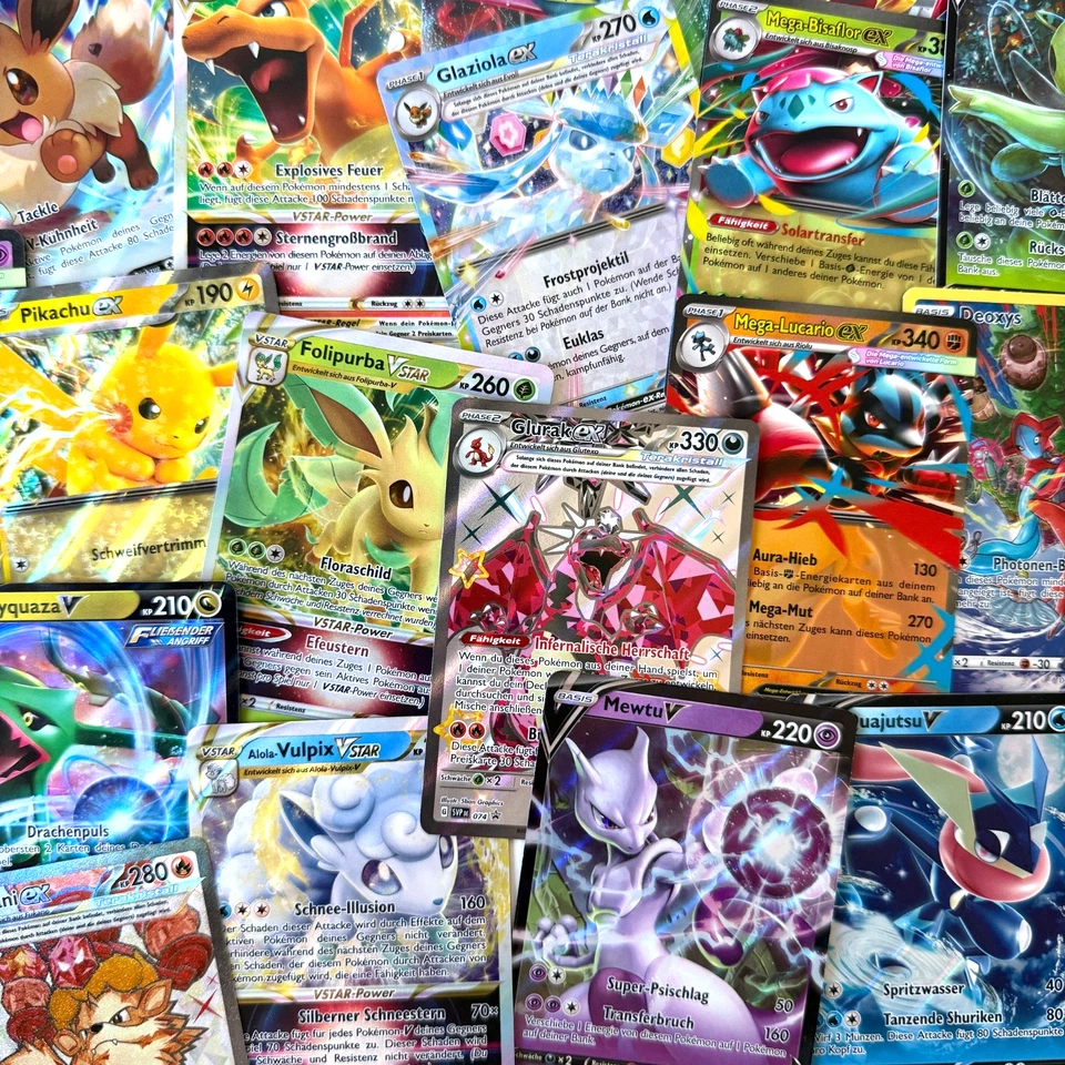 Pokemon Holo Karten EX, V, VMAX, VSTAR - Glurak, Pikachu, Eeveelutions - Auswahl - Bild 1 von 1