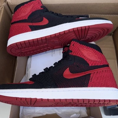 Air Jordan 1 Retro High Flyknit Bred 2017 negro/VRSTY ROJO-BLANCO 919704 001 NUEVO CON ETIQUETAS Foto 1 de 4