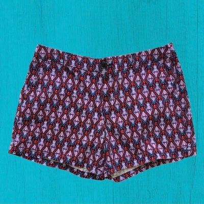 Pantalones Cortos Clásicos Liz Claiborne Rojo Rosa Estampado Turquesa Talla 12 Foto 1 de 4