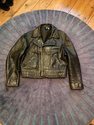 Vintage Schott Perfecto Motorcycle Leather Jacket Size sz 42 Lace  steerhide USA - Image 1 of 4
