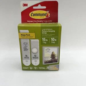 3M Command 15lbs & 10lbs Large and Medium Picture Hanging Strips, 28 Assorted - Picture 1 of 4