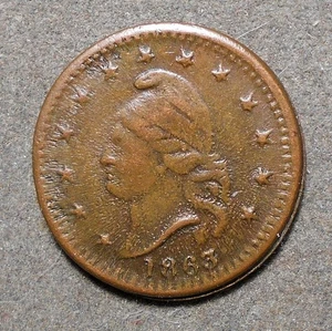 Civil War Patriotic 23/306, Army & Navy, R-1, copper, 19mm, xf – rusty dies - Picture 1 of 2