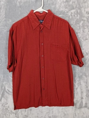 Camisa Big Dogs Para Hombre Mediana Roja Cuadros Manga Corta Botón Frontal Hecha en EE. UU. Foto 1 de 4