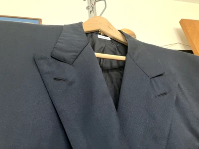 STUNNING Brioni Tiberio Navy Double Breasted Peak Lapel Wool Blazer 46 L ITALY - Image 1 of 4