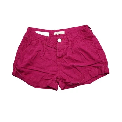 Forever 21 Shorts Womens 24 Red Mid Rise Solid Button Zip Cut Off Hot Pants - Image 1 of 4