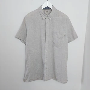 Timberland Slim Fit Button-Up Shirt Men XL Grey Cotton Linen Blend Casual Summer - Picture 1 of 10