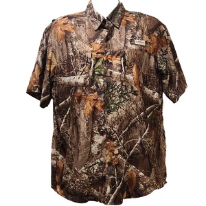 Magellan Outdoors Fishing Shirt Mens L Camo Realtree Edge Vented Zip Pockets - Picture 1 of 16