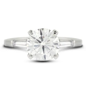 Anillo de compromiso clásico de oro blanco con diamantes naturales redondos de 0,78 quilates H SI1 - Imagen 1 de 11