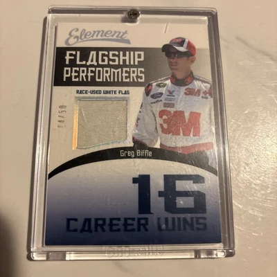 1- 2010 ELEMENT GREG BIFFLE RACE USED WHITE FLAG  NASCAR MEMORABILIA CARD 14/50 - Image 1 of 2