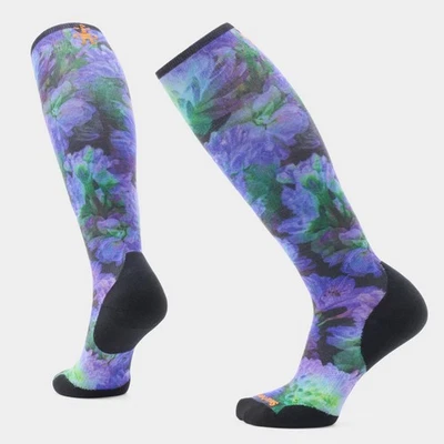 Women's SMARTWOOL Ski Electric Lotus Print Over The Calf Socks BLACK - image 1 of 4