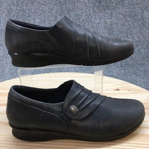 Clarks Shoes Womens 9M Hope Roxanne Loafers Blue Gray Leather Slip On 26137203 - Picture 1 of 22