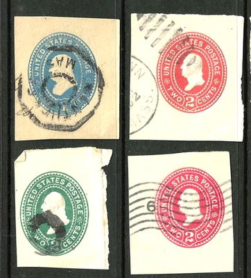 Collection of 4 Untyped 2-3 Cent Washington Postal Corner 1886-1899 US 83B51 - Image 1 of 4