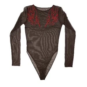 Zhilyova Bodysuit 4 Sheer Chiffon Long Sleeve Cotton Brown Luxury Lingerie Sheer - Picture 1 of 24