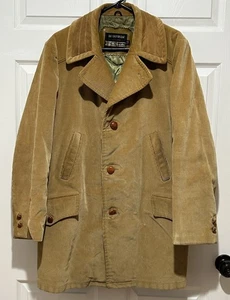 Vintage Sears Jacket Mens 42 Beige The Country Coat Corduroy Blanket Lined 70s - Picture 1 of 9