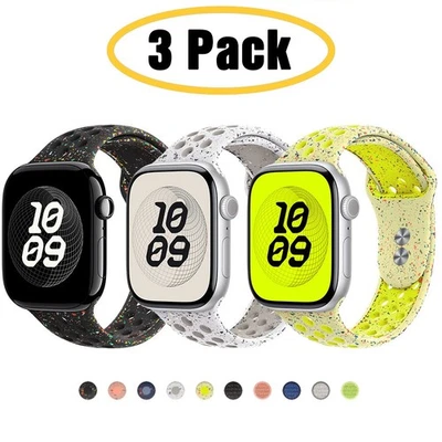 3 CONFEZIONI Cinturino Sport per Apple Watch 11 10 9 8 7 6 SE 44/41/45/42/46/49mm Ultra 3 2 - Immagine 1 di 4