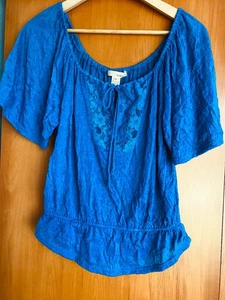 Blaues Damentop mit Kordelzug. Gr. M. - Bild 1 von 5