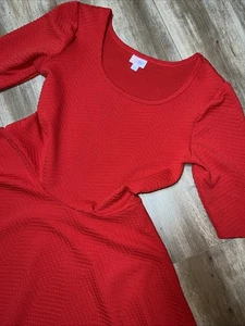 Lularoe Nicole Kleid Einfarbig Rot 2XL/2X 22/24 20/22 Knielang Fit N Flare 🦄 - Bild 1 von 12