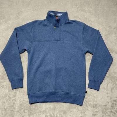 Sudadera Orvis Signature 1/4 Cremallera Cuello Simulado Azul Botón a Presión Para Hombre Talla Pequeña Foto 1 de 4