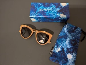 Slyk Bombshell Sunglasses/ Shades- Maple Burlwood wooden frame w gold NEW w/Case - Picture 1 of 8