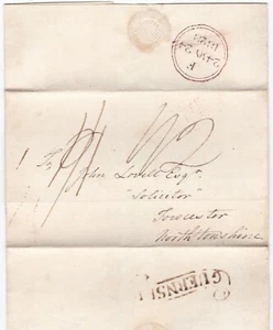 1828 KANAL IST SELTEN GUERNSEY SCROLL POSTMARK WRAPPER > JOHN LOVELL TOWCESTER - Bild 1 von 2