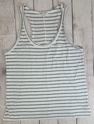 Threads 4 Thought Racerback Tank Top Women's Large Gray White Striped Sleeveless - Image 1 of 4