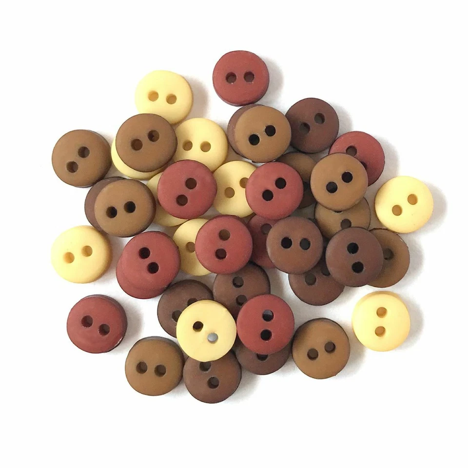 TINY ROUND NATURAL BUTTONS 2 Hole Sewing Card Making Scrapbooking Stamping - Image 1 of 1