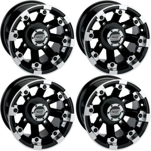4 ATV/UTV Wheels Set 14in Moose 393X Black 4/156 4+3 POL - Picture 1 of 4