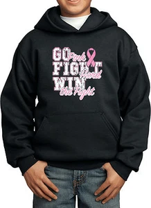 Kids Breast Cancer Awareness Go Fight Hoodie  - Picture 1 of 19