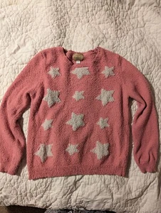 Sears Girls Youth Size XL 16 Sweater Knit Pink Stars Long Sleeves Pullover - Picture 1 of 11