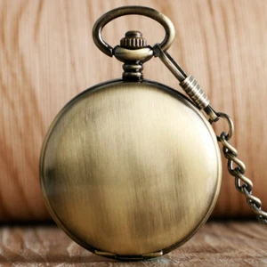 Bronze Automatic Mechanical Pocket Watch Smooth Noctilucent Roman Numerals Dial - Picture 1 of 10