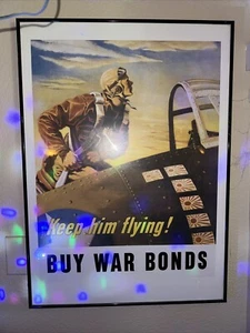 Buy War Bonds. WW2 Poster Dry Mounted Framed Non Glare Glass Not Vintage 22x30 - Picture 1 of 1