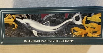 Abrebotellas Silverplate Forma de Delfín 6 1/2" International Silver Co 1994 Nuevo en Caja Foto 1 de 4