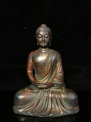 8.4'' China Antique Brass Statue Tibet old copper Sakyamuni Buddha Statue - Image 1 of 4