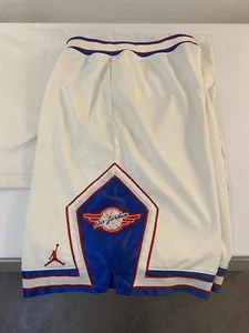Vintage Jordan Wings Shorts Mens XL White Blue Red Baggy, Xtra Long Excellent - Picture 1 of 21