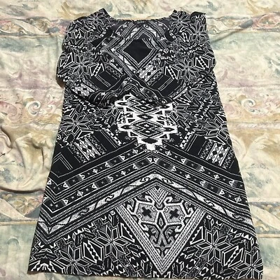 Mini Vestido Túnica BeBop Mujer Talla M Calce Suelto Fiesta Estampado Geométrico Negro Blanco Foto 1 de 4