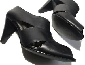 Ann Taylor LOFT Womens Peep Toe Sandals High Heels Pumps Black US 8 3" Heel