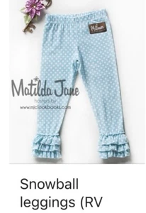 Matilda Jane Platinum Snowball Polka Dot Blue Ruffle Leggings Size 8 - Picture 1 of 4