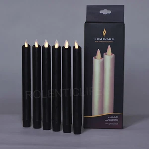 Halloween 9" Luminara Flameless Taper Candles Set of 6 Moving Wick Black Remote - Picture 1 of 13
