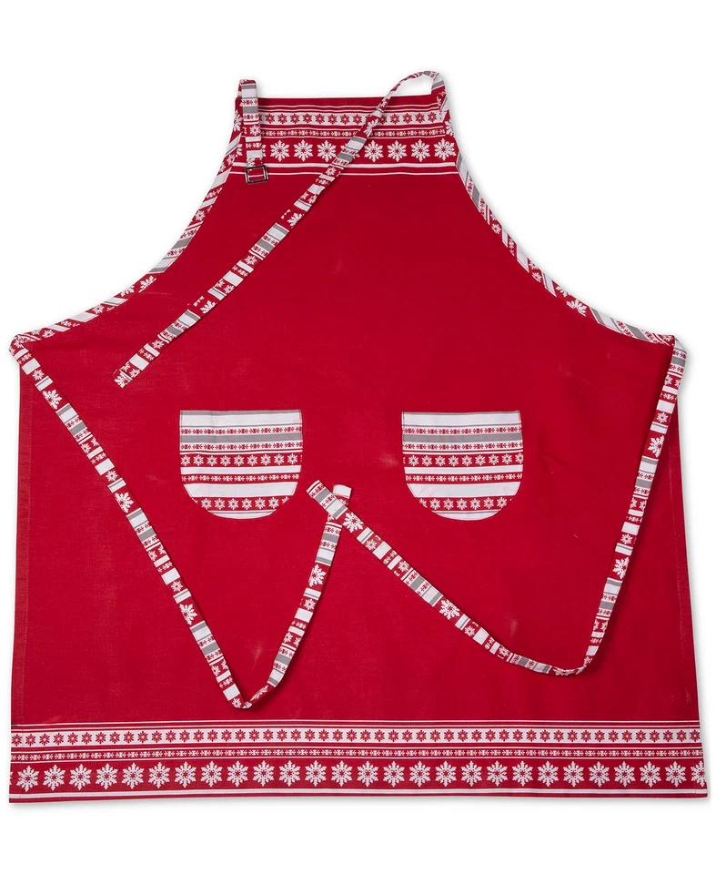 Delantal Colección Martha Stewart Fair Isle, Rojo, 100% Algodón Foto 1 de 1