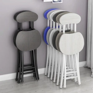 2/4X Folding Breakfast Bar Stool Round Seat Chair Stool Metal Frame Kitchen Home - Picture 1 of 26