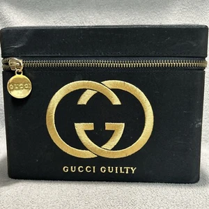 Gucci Guilty schwarze Kosmetik Aufbewahrungsbox-Gold Logo-Reißverschluss stabile Kosmetiktasche - Bild 1 von 13