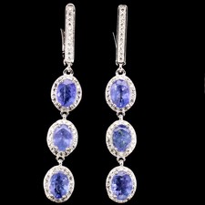 Deluxe Oval Cut Top Nice Blue Violet Tanzanite W Cz 925 Sterling Silver Earrings