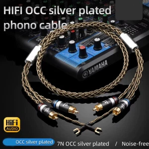 Audio 2RCA Cable with Ground Wire 7N OCC silver plated shield LP Vinyl Record - Picture 1 of 16