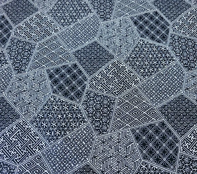 Flair BTY Pela Studio P&B Textiles White Dark Navy Blue Geometric Print